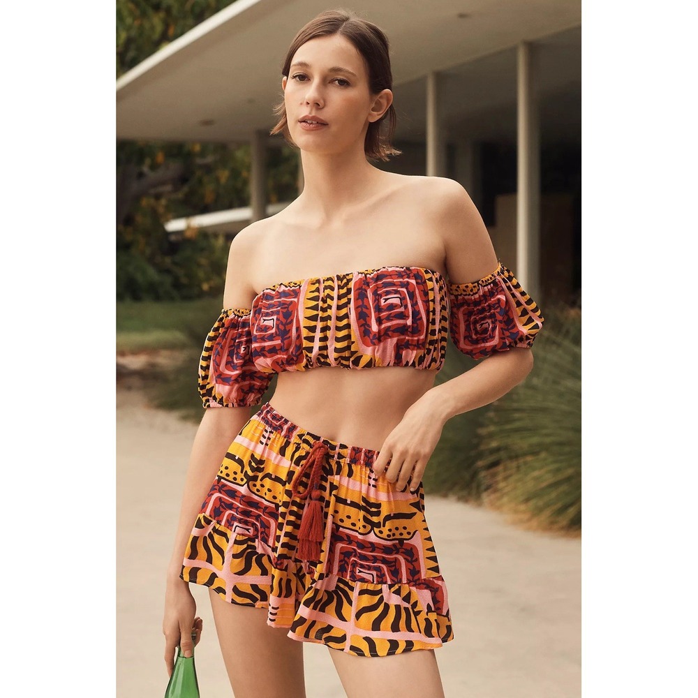 João Incerti for Anthropologie The Cecy Crop Top Off The Shoulder Blouse Sz XS
